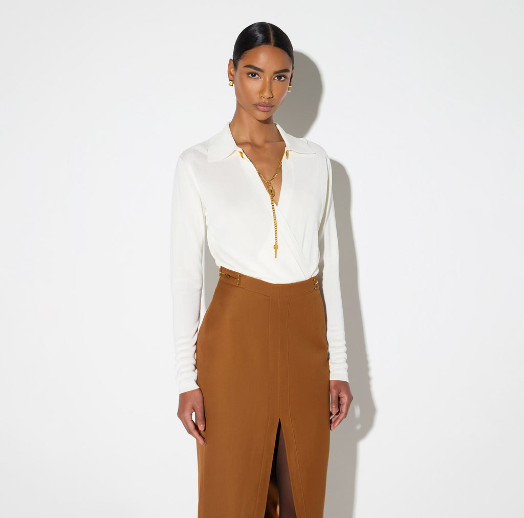 Elisabetta Franchi BK03S66E2 - Body in filato di viscosa con catena gioiello