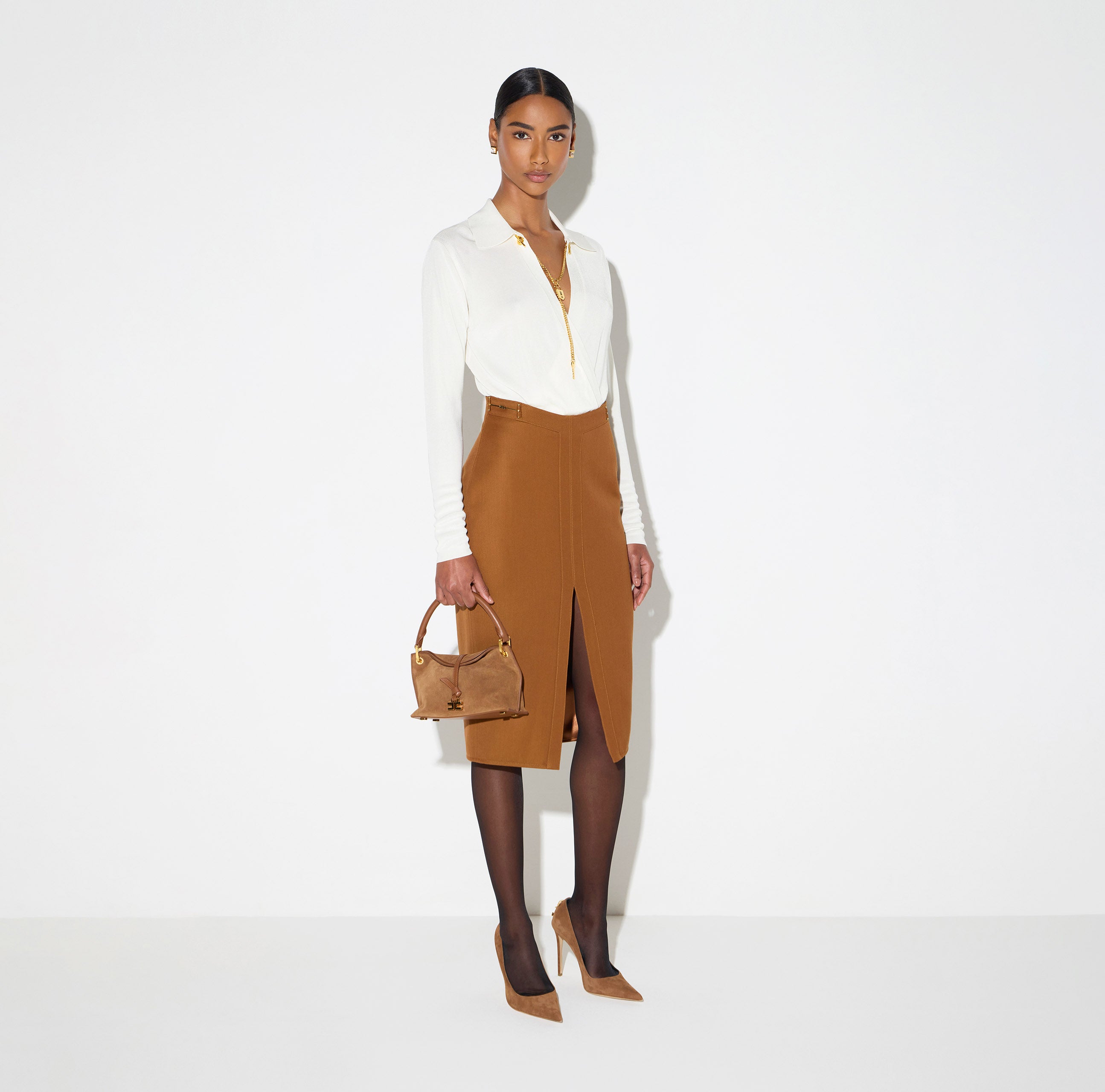 Elisabetta Franchi BK03S66E2 - Body in filato di viscosa con catena gioiello