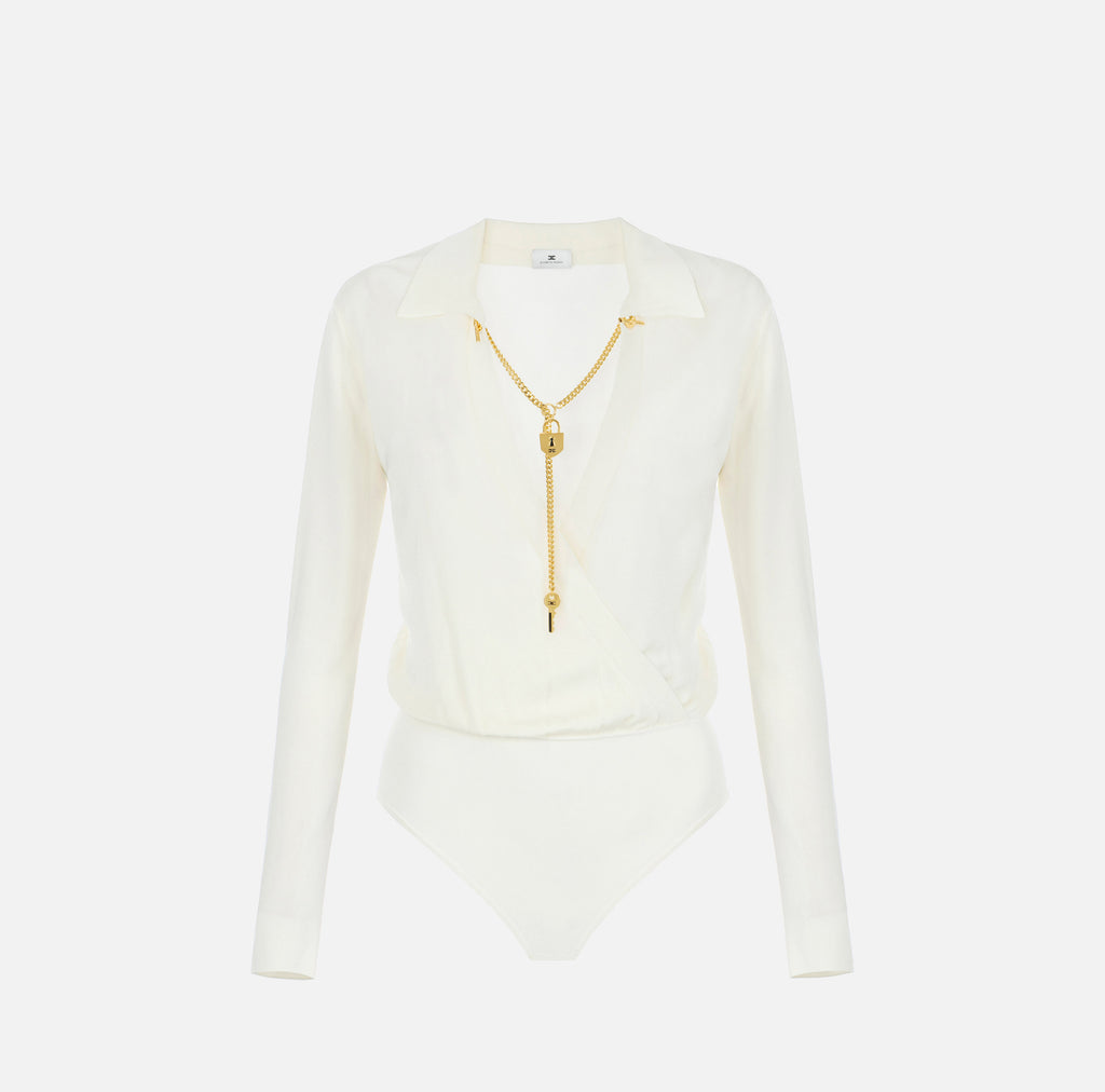 Elisabetta Franchi BK03S66E2 - Body in filato di viscosa con catena gioiello