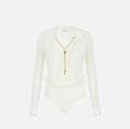Elisabetta Franchi BK03S66E2 - Body in filato di viscosa con catena gioiello