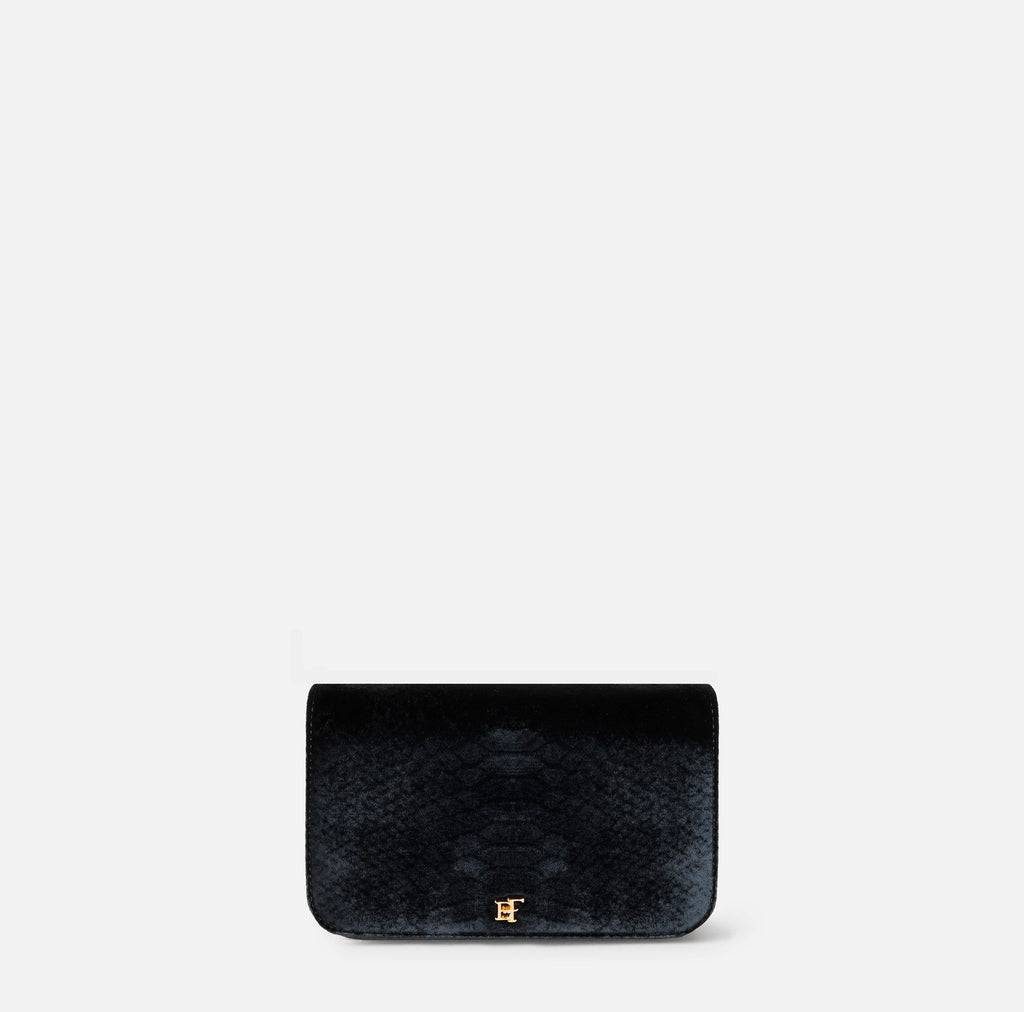 Elisabetta Franchi BS20A67E2 - Velvet crossbody bag with crocodile print
