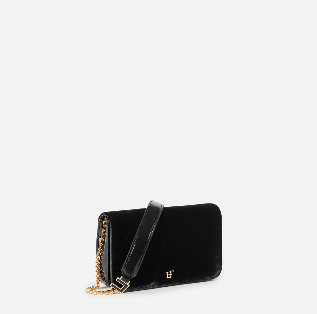Elisabetta Franchi BS20A67E2 - Velvet crossbody bag with crocodile print