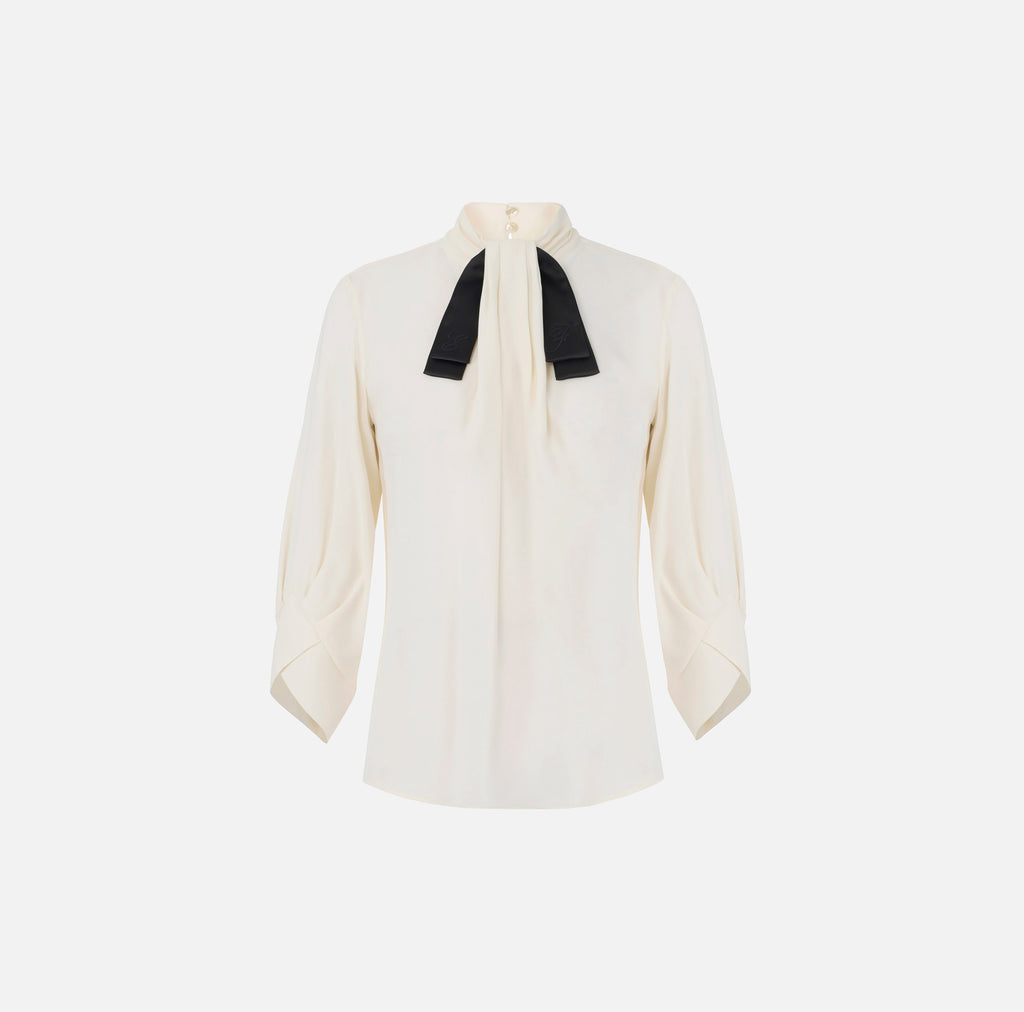 Elisabetta Franchi CA17866E2 - Blusa in georgette con cravattino
