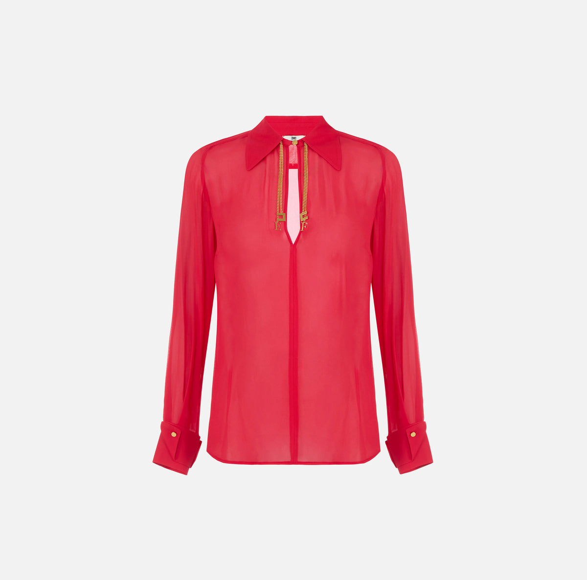 Elisabetta Franchi CA19466E2 - Camicia in georgette con loghi gioiello