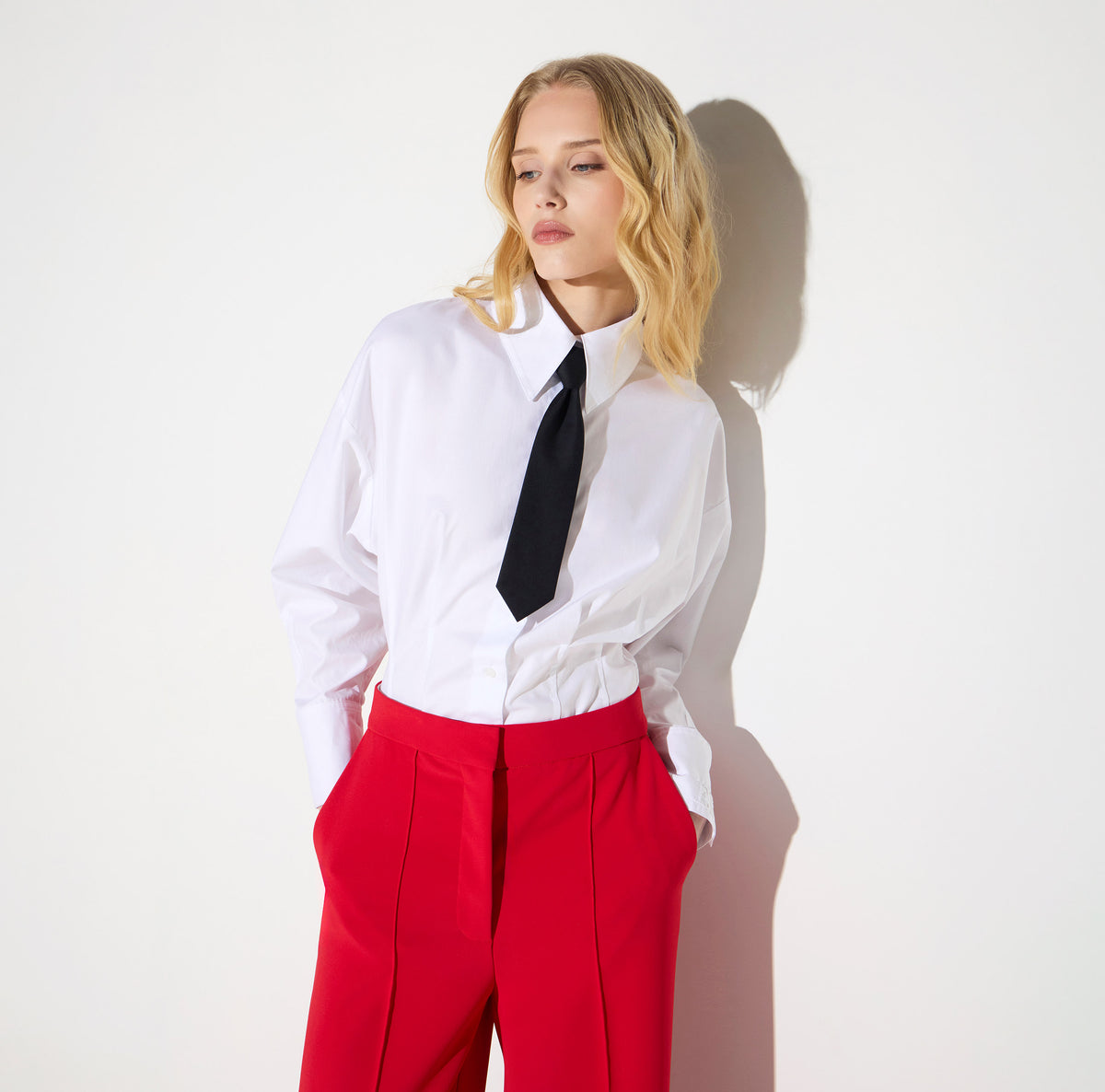 Elisabetta Franchi CA19867E2 - Camicia in popeline con cravattino