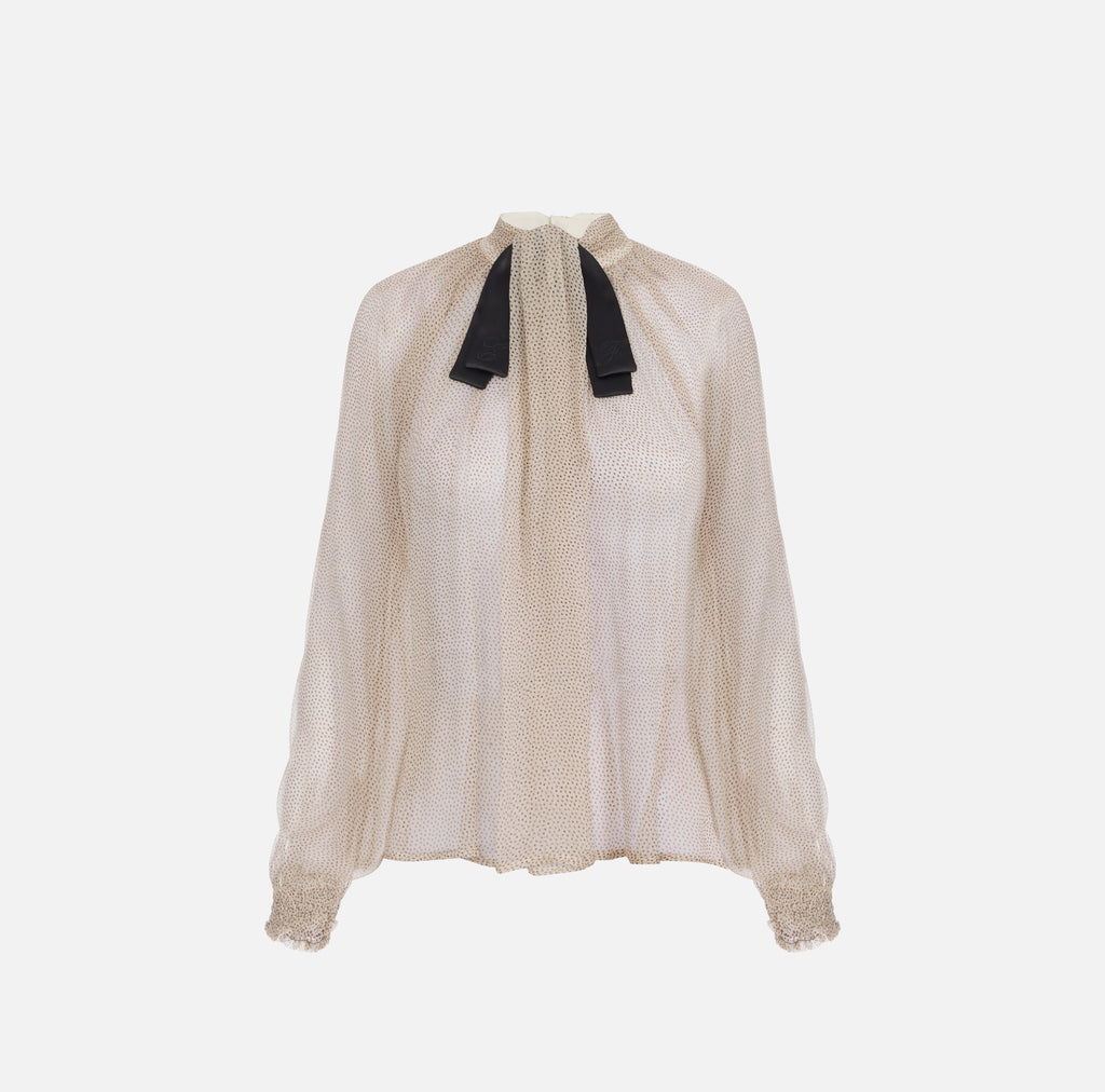 Elisabetta Franchi CA20967E2 - Blouse en crépon à micro-pois