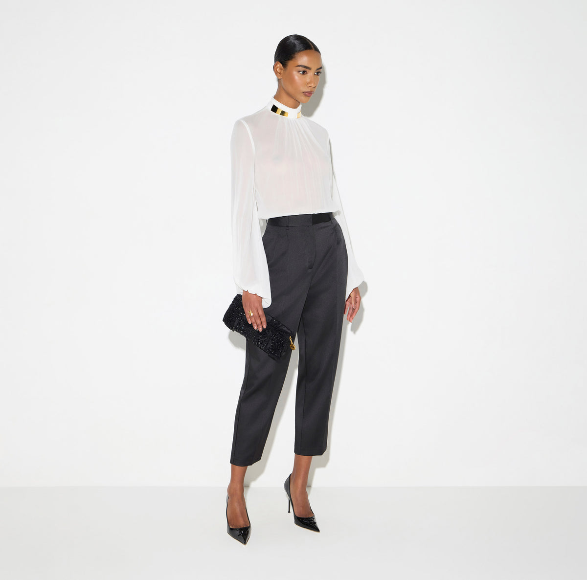 Elisabetta Franchi CB00766E2 - Body in georgette con collo gioiello