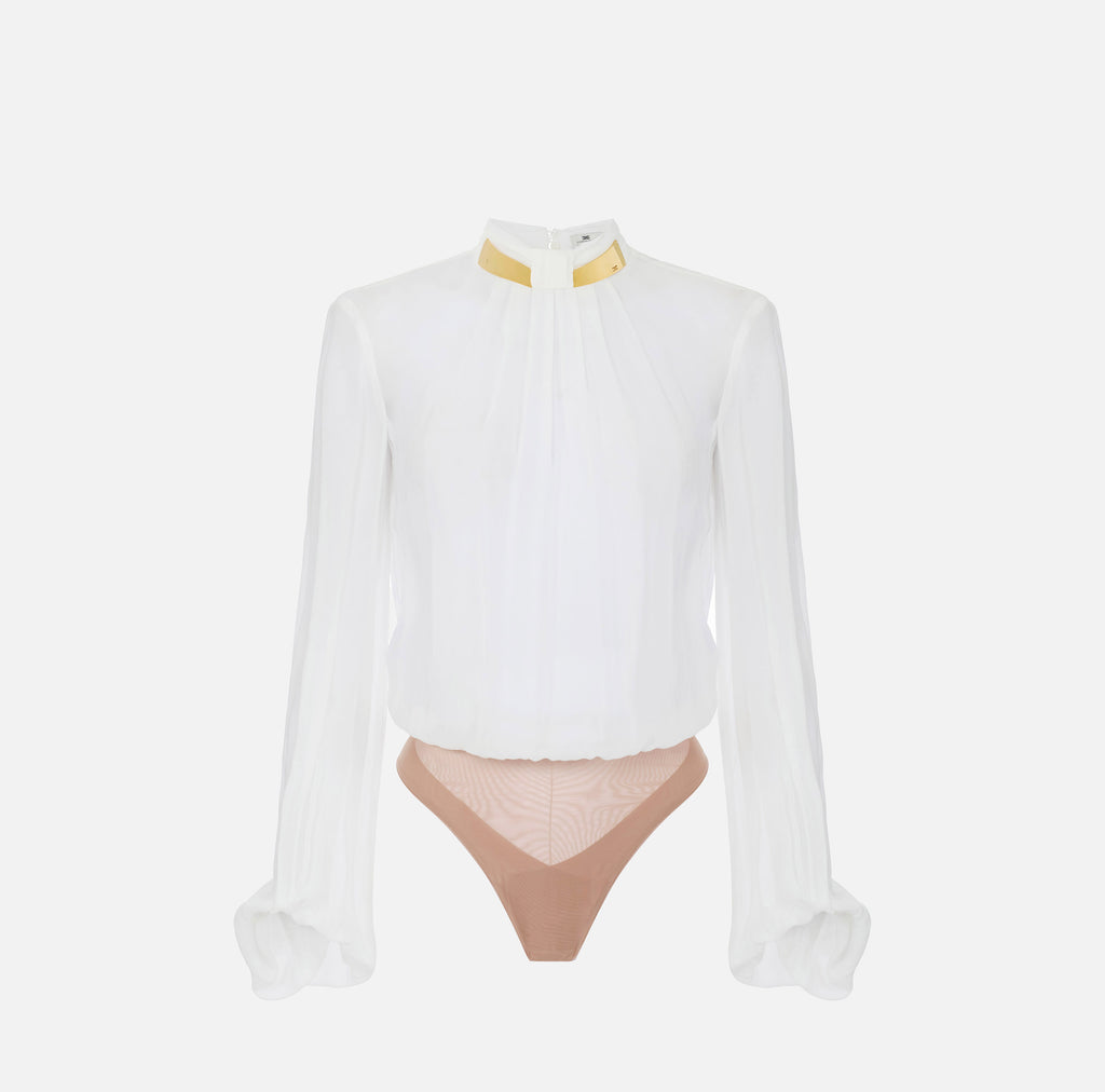 Elisabetta Franchi CB00766E2 - Body in georgette con collo gioiello