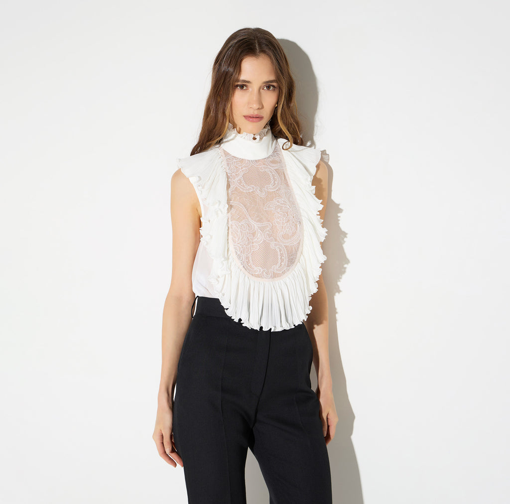 Elisabetta Franchi CB01067E2 - Georgette and lace bodysuit