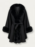 Yes London CD1205/VOT2 - Mantella con bordo in volpe tricolore - Nero - Fronte