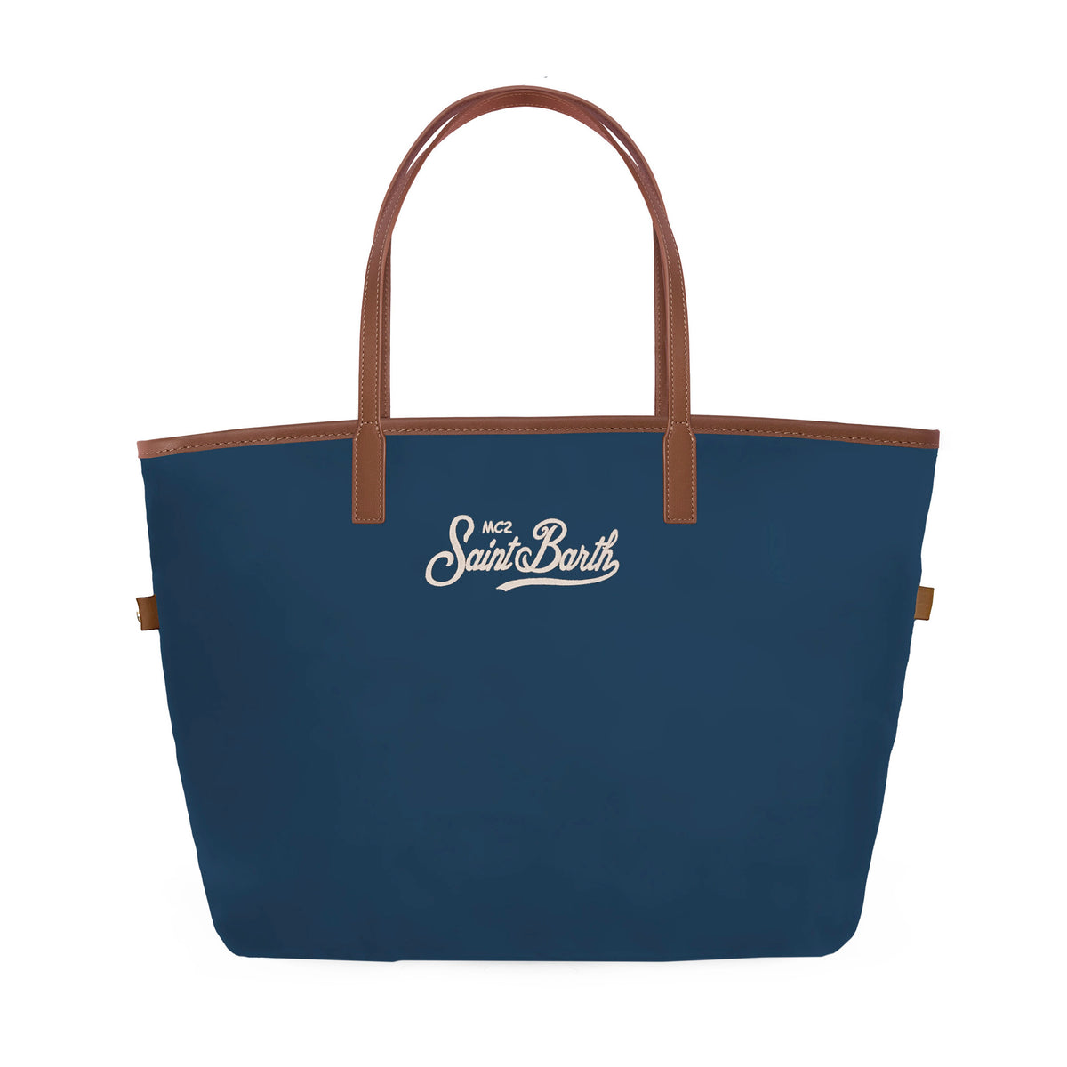 MC2 Saint Barth CITY BAG MID NYLON CB0004 - Borsa City Bag formato medio in nylon con ricamo - Blu Notte (6118 Emb)