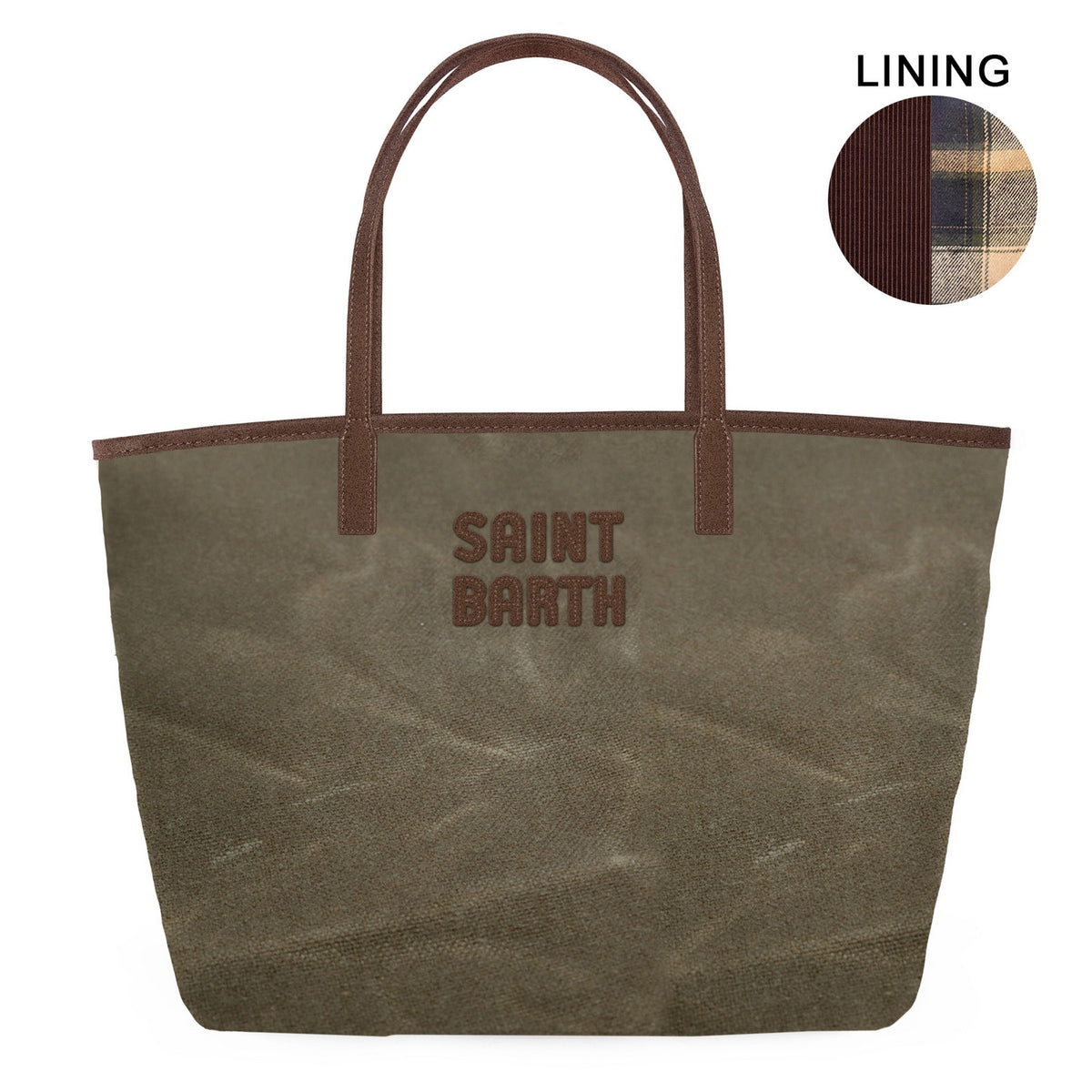 MC2 Saint Barth CITY BAG MID WAX CBMID003 - Borsa City Bag formato medio in cotone cerato - Verde Militare (5218)