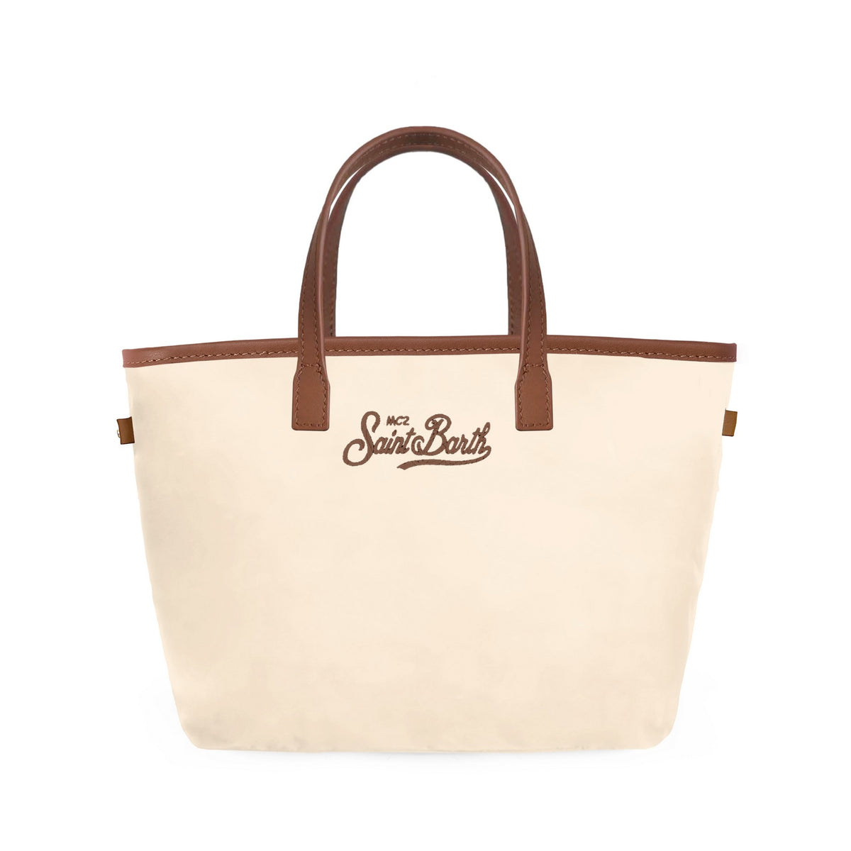 MC2 Saint Barth CITY BAG MINI NYLON CB0005 - Borsa City Bag Mini in nylon con manici e ricamo - Panna (1018 Emb)