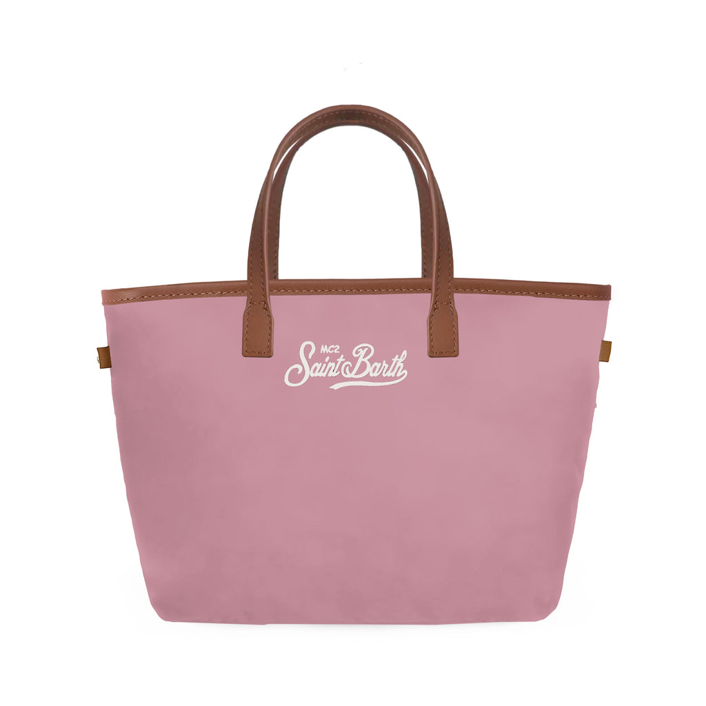MC2 Saint Barth CITY BAG MINI NYLON CB0005 - Borsa City Bag Mini in nylon con manici e ricamo - Rosa (2018 Emb)