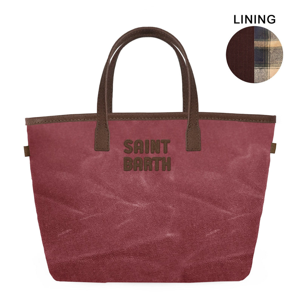 MC2 Saint Barth CITY BAG MINI WAX CBMIN001 - Borsa City Bag Mini in cotone cerato - Bordeaux (4518)