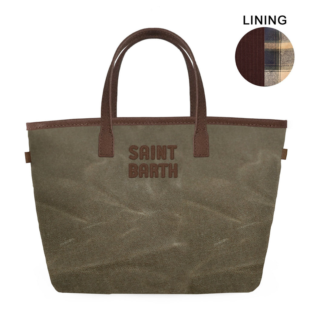 MC2 Saint Barth CITY BAG MINI WAX CBMIN001 - Borsa City Bag Mini in cotone cerato - Verde Militare (5218)