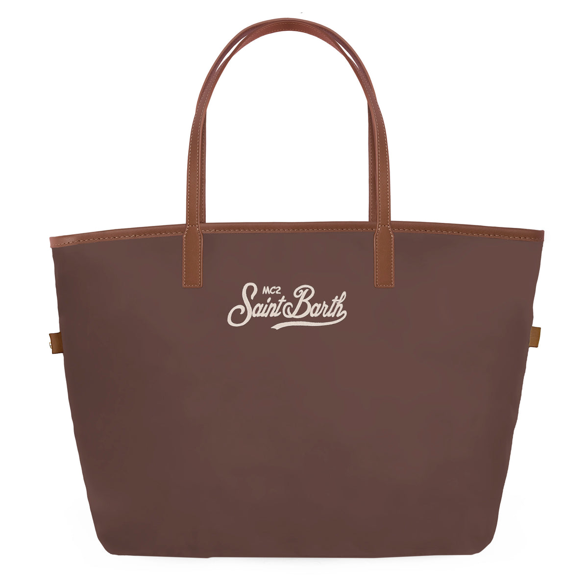 MC2 Saint Barth CITY BAG NYLON CB0002 - Borsa a spalla City Bag in nylon con manici e ricamo - Marrone (1818 Emb)