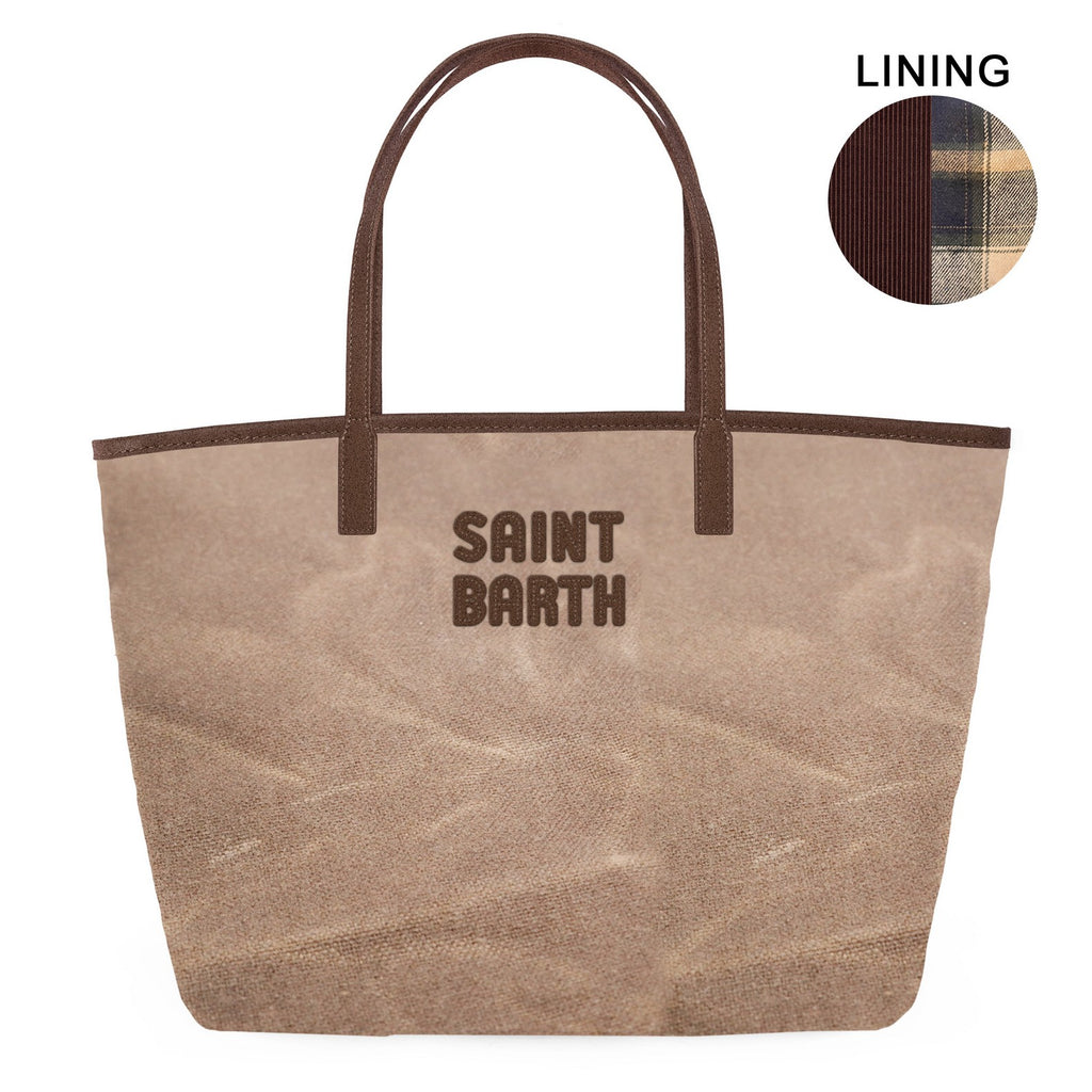 MC2 Saint Barth CITY BAG WAX CB0006 - Borsa City Bag in cotone cerato con manici - Beige (1318)