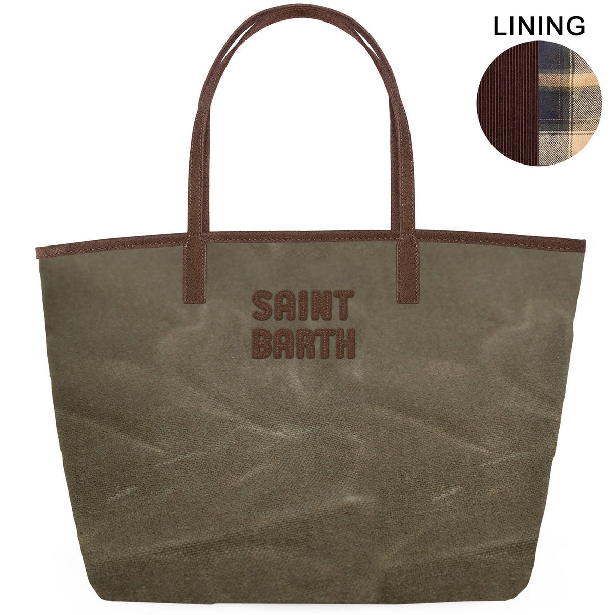 MC2 Saint Barth CITY BAG WAX CB0006 - Borsa City Bag in cotone cerato con manici - Verde Militare (5218)