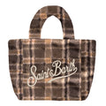 MC2 Saint Barth COLETTE SOFT FUR COL0033 - Borsa Colette a mano in morbida eco-pelliccia con ricamo - Tartan Marrone (Tartan 1811 Emb)