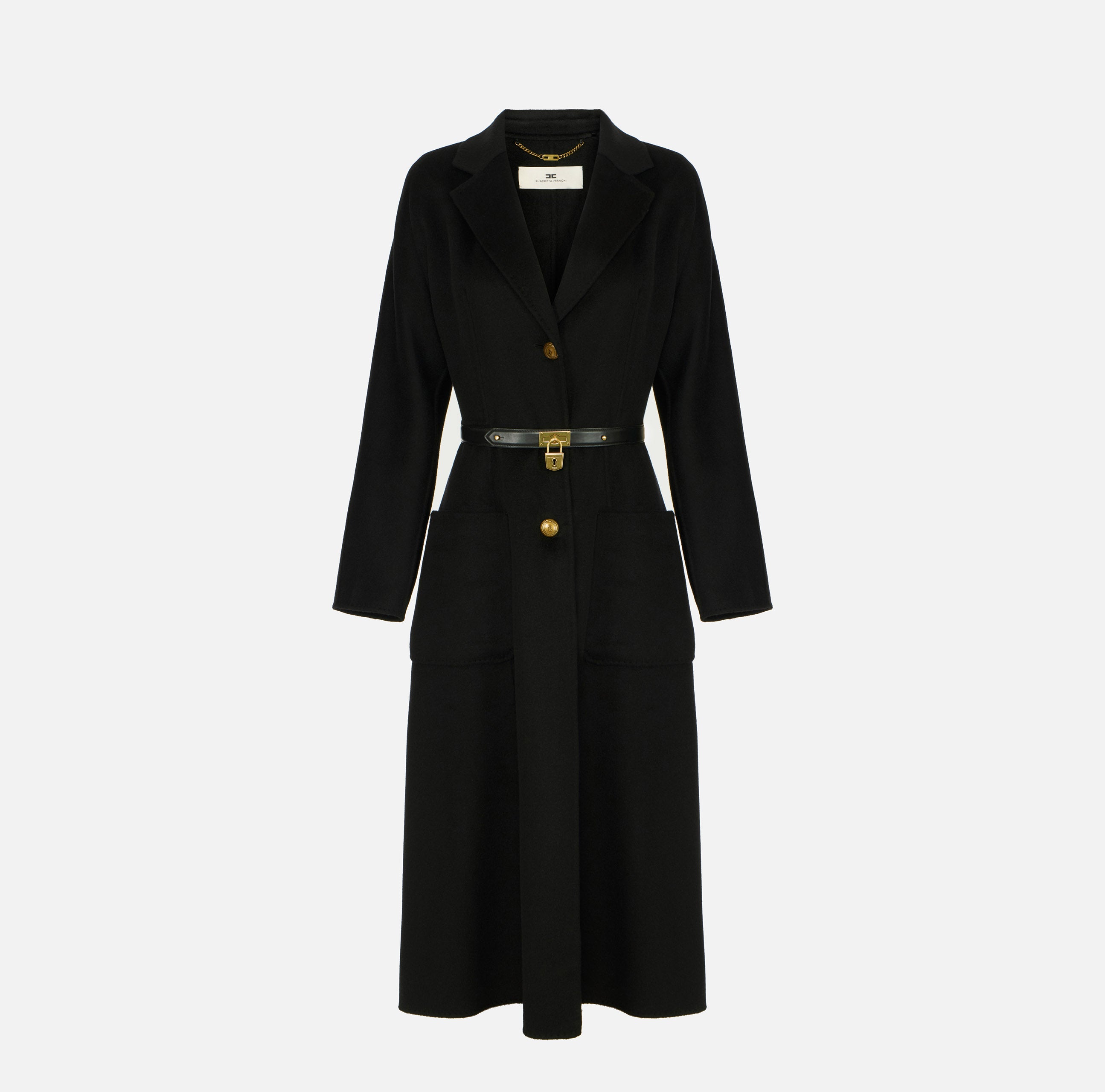 Elisabetta Franchi CP03D67E2 - Cappotto in panno double con cintura