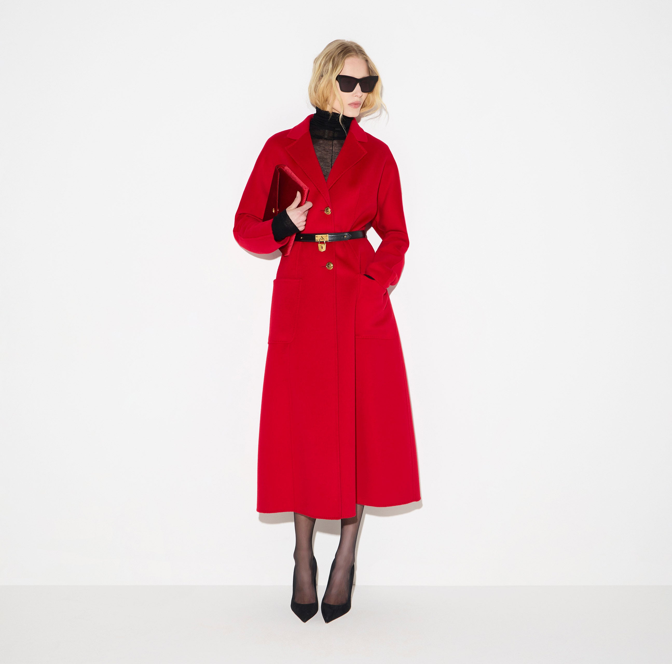 Elisabetta Franchi CP03D67E2 - Cappotto in panno double con cintura