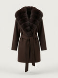 Yes London CD1243/VO - Cappotto con cappuccio in volpe - Moro - Fronte