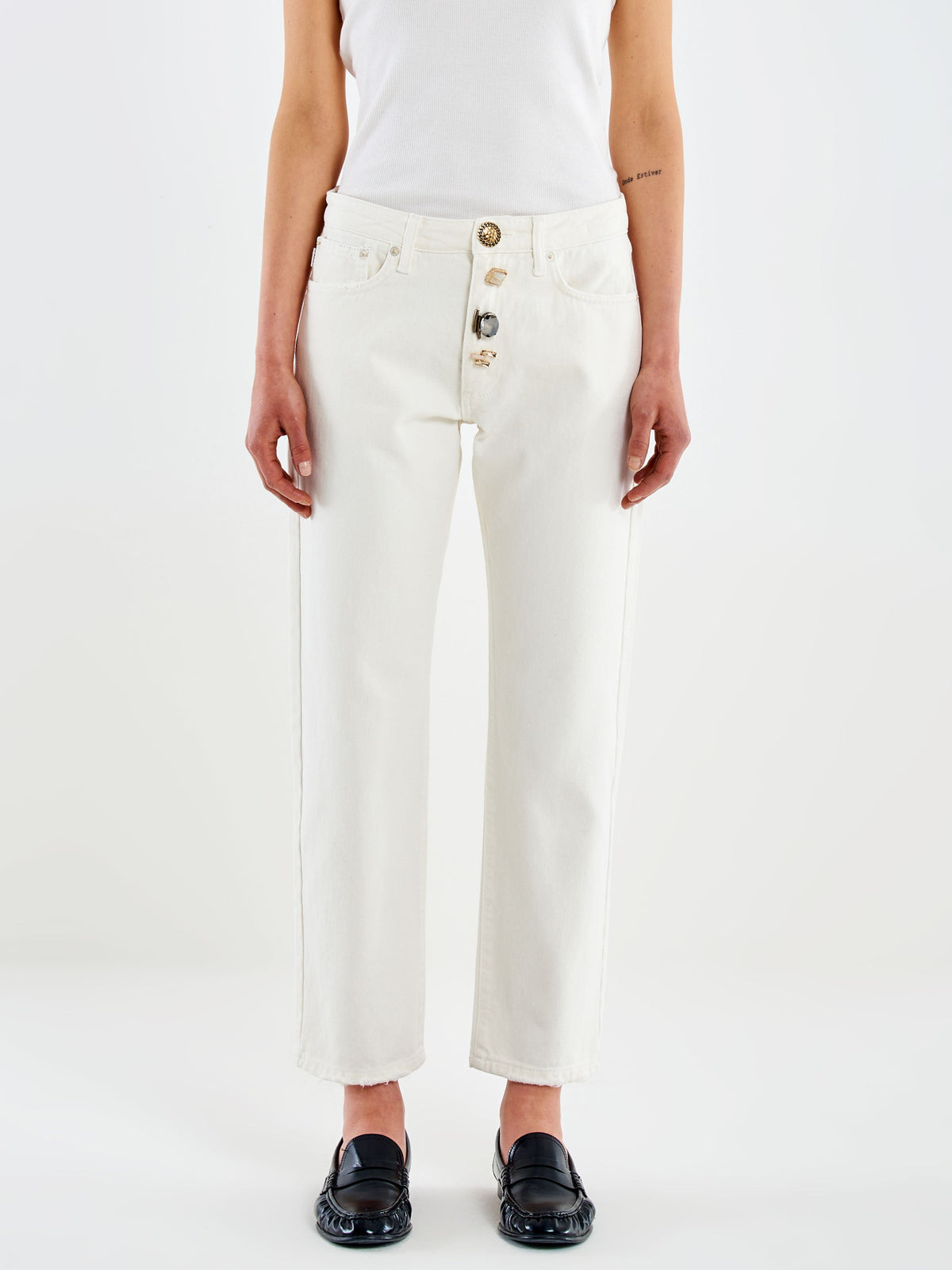 Vicolo DAC5106 - Jeans Zoe Bianco Bottoni Gioiello - Foto 2