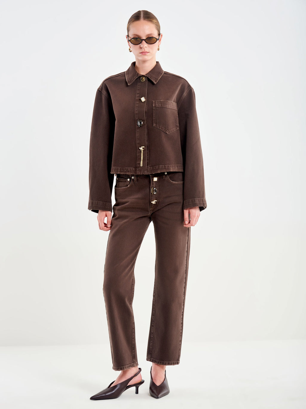 Vicolo DAC5107 - Overshirt in Denim con Bottoni Gioiello