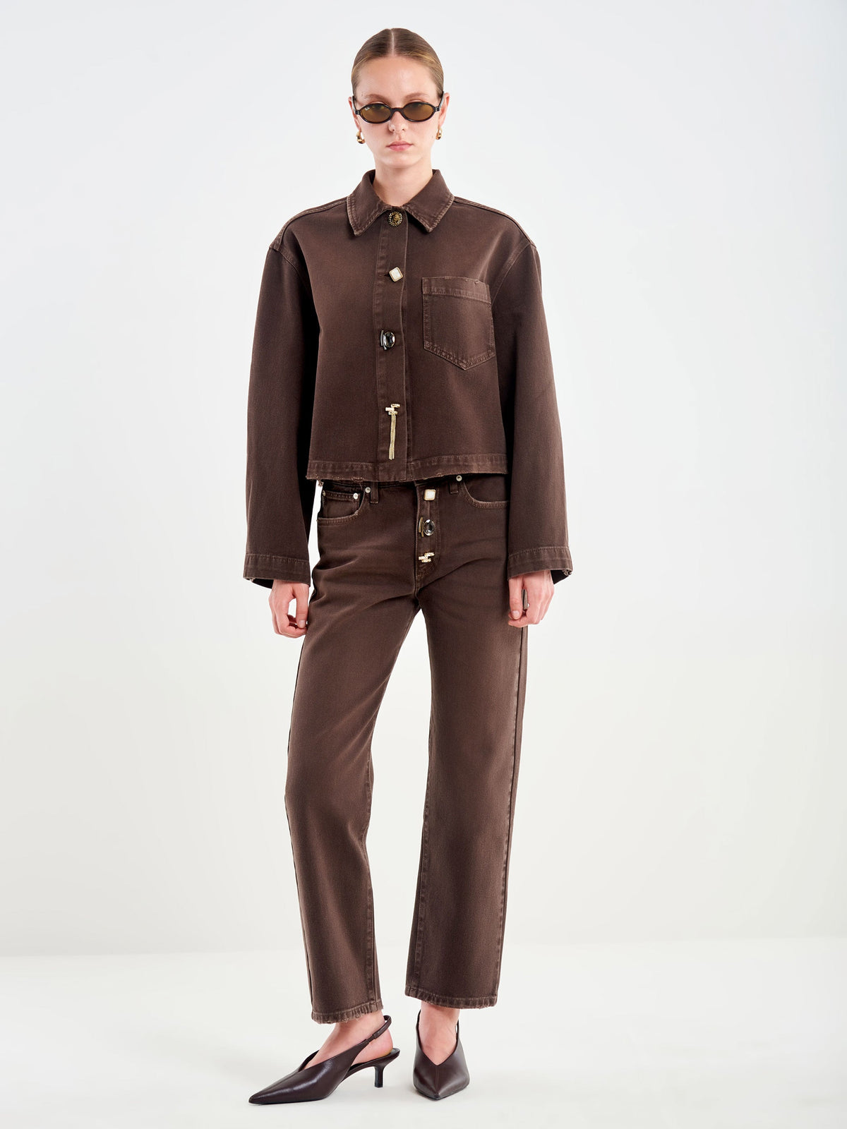 Vicolo DAC5107 - Overshirt in Denim con Bottoni Gioiello