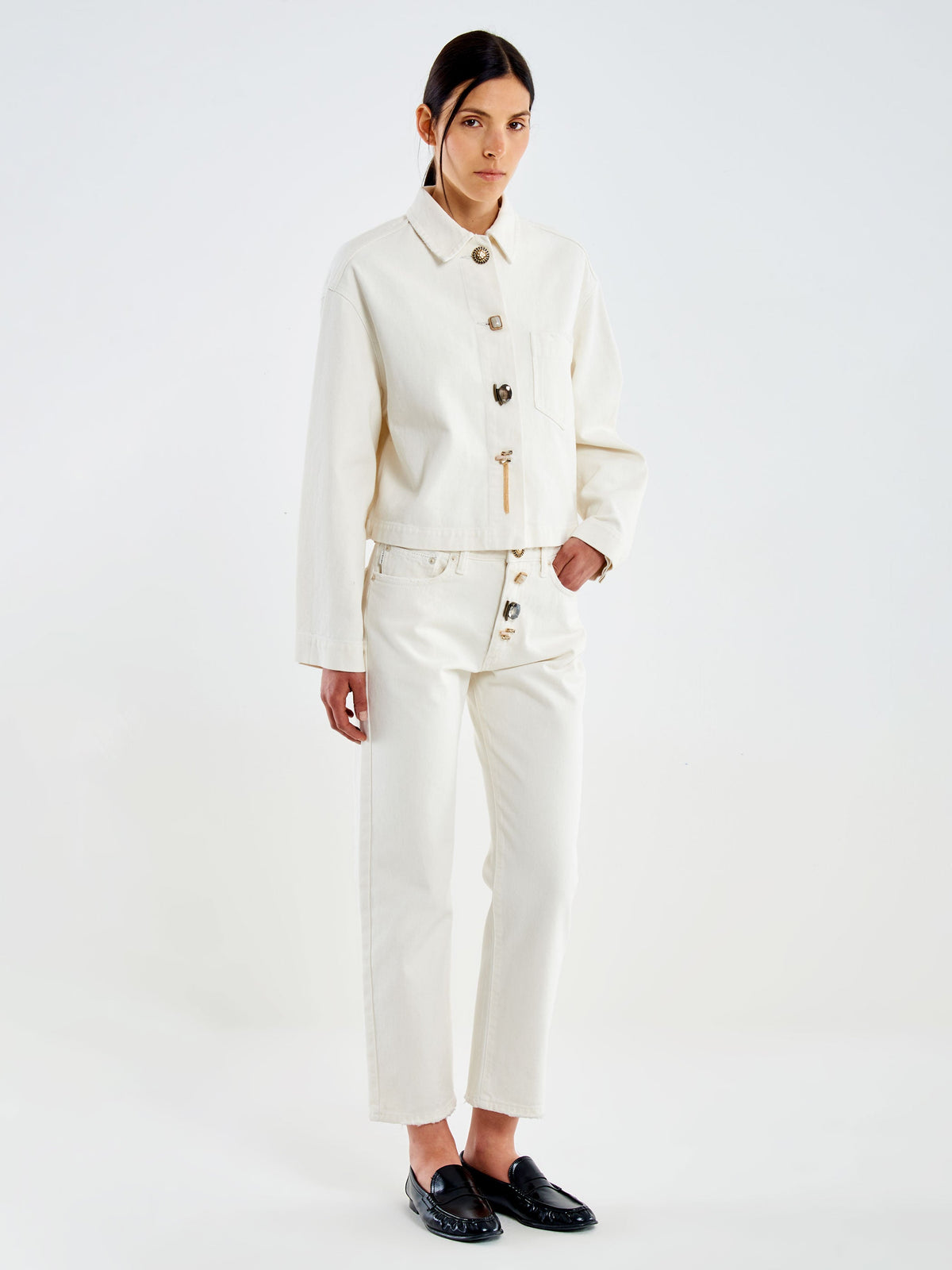 Vicolo DAC5107 - Overshirt in Denim con Bottoni Gioiello