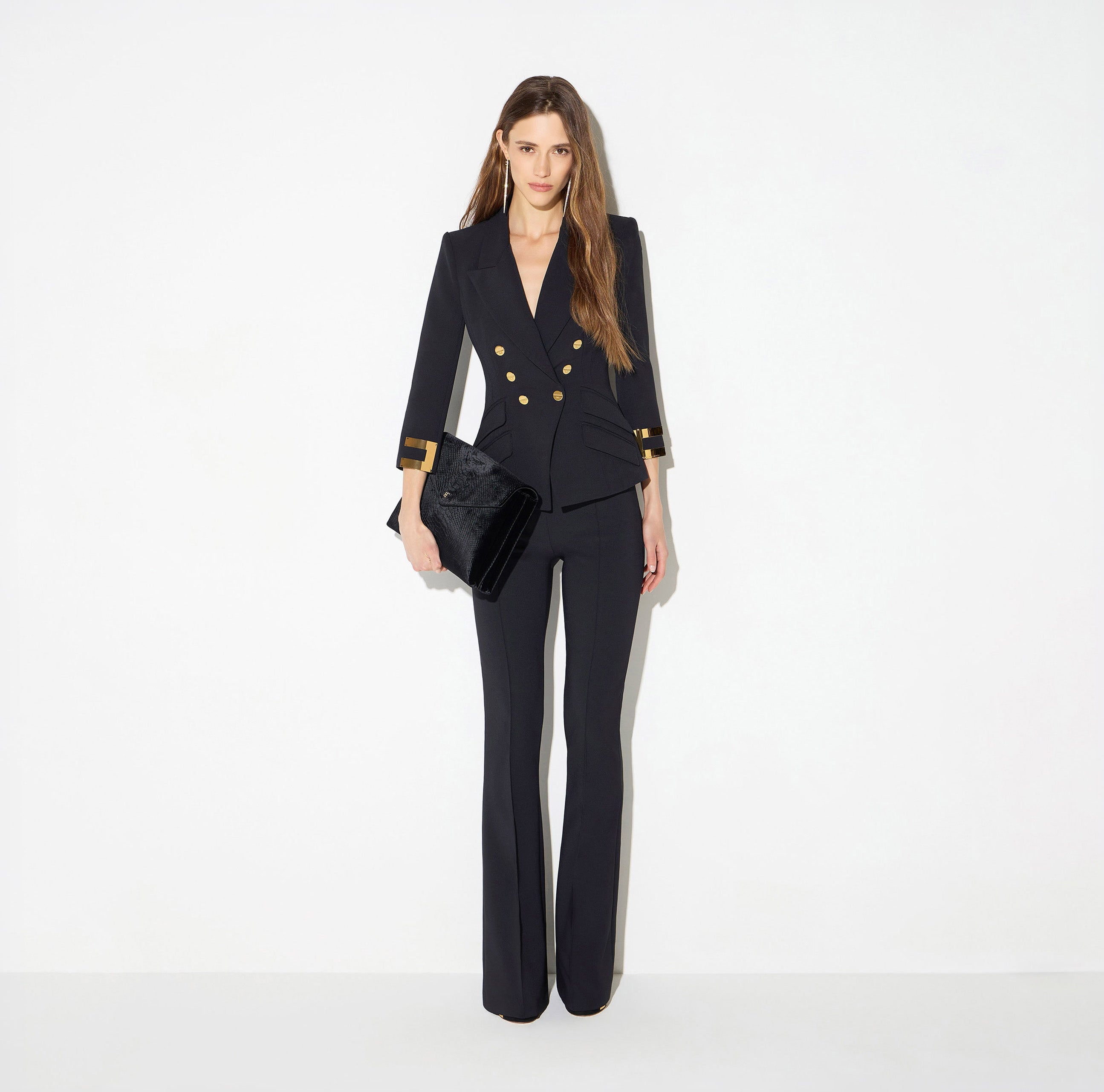 Elisabetta Franchi GI26866E2 - Giacca in doppio crêpe stretch con logo gioiello
