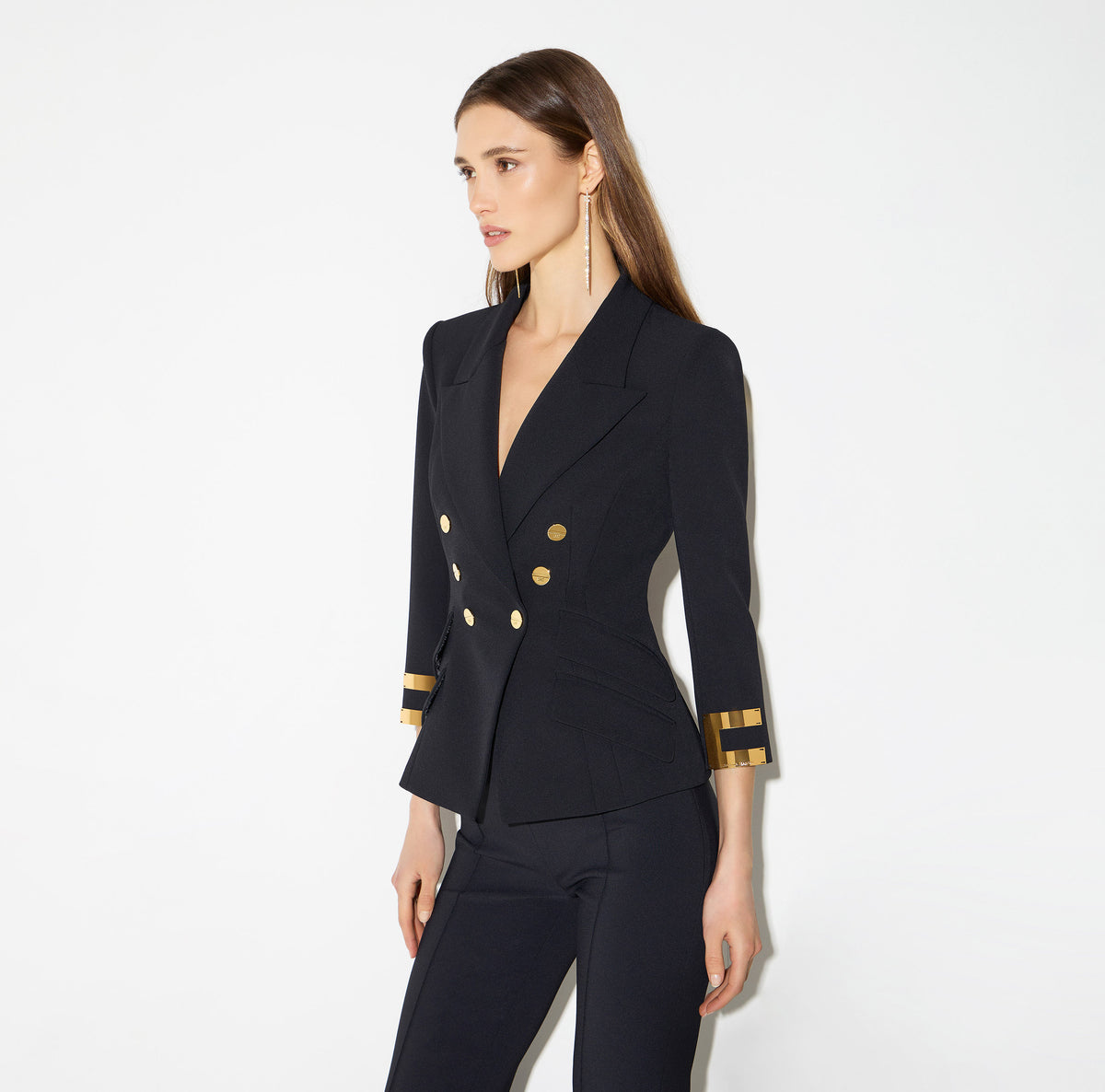 Elisabetta Franchi GI26866E2 - Giacca in doppio crêpe stretch con logo gioiello
