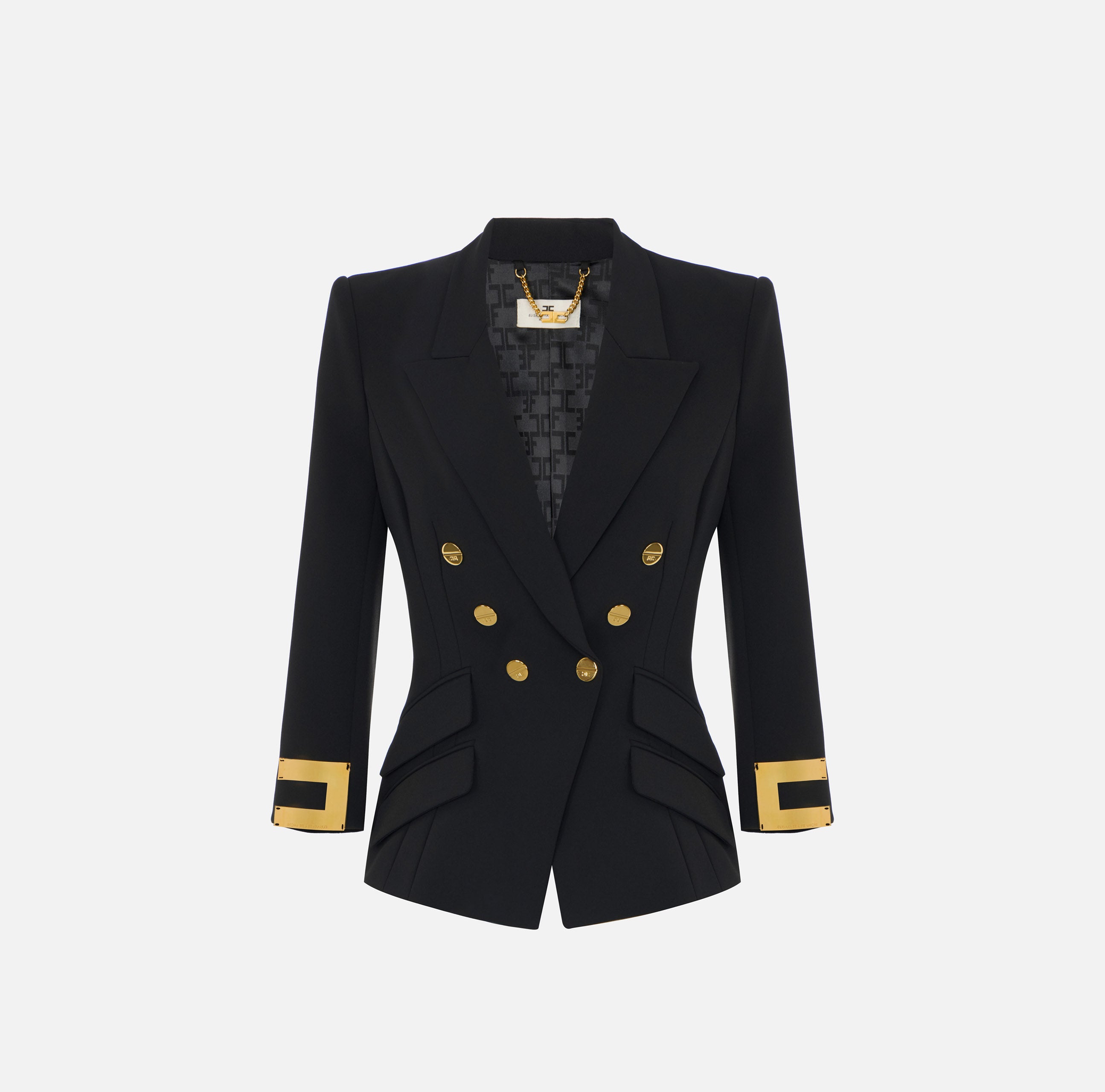 Elisabetta Franchi GI26866E2 - Giacca in doppio crêpe stretch con logo gioiello