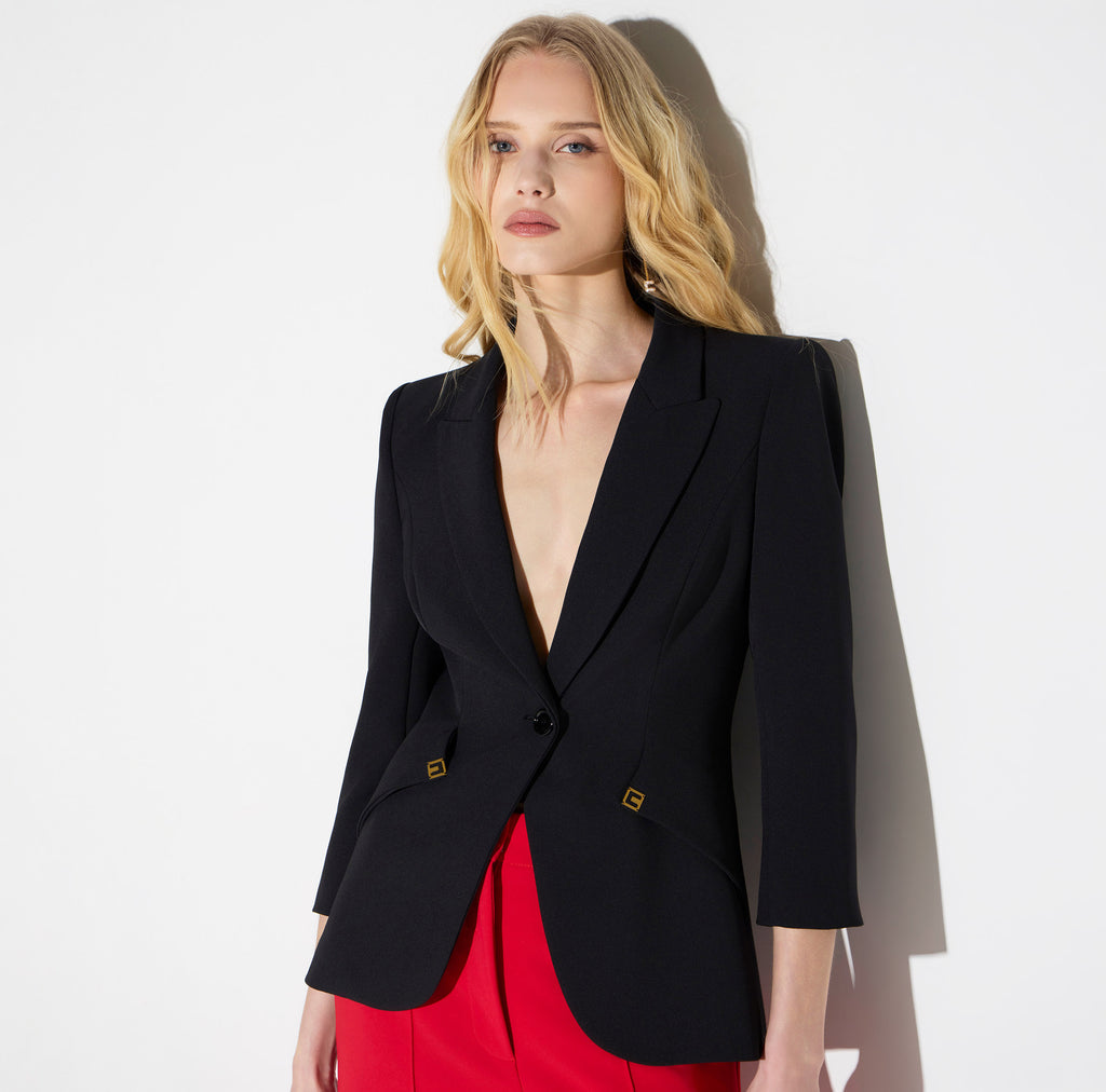 Elisabetta Franchi GI27567E2 - Veste en crêpe léger et satin