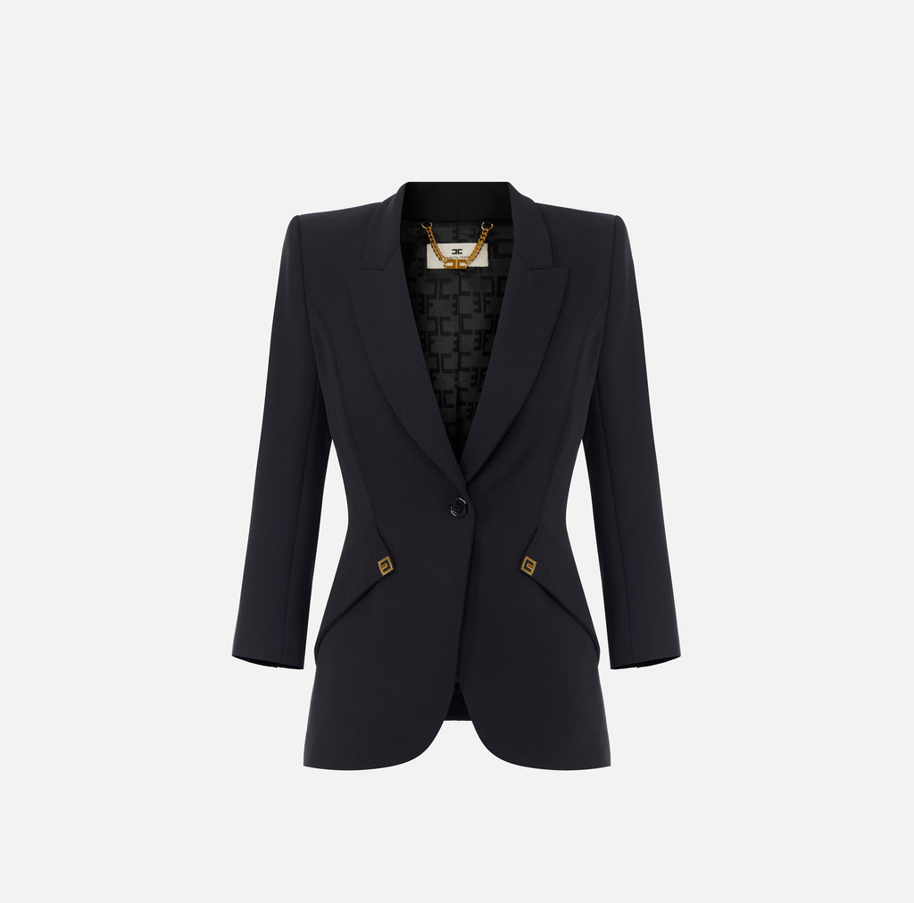 Elisabetta Franchi GI27567E2 - Veste en crêpe léger et satin