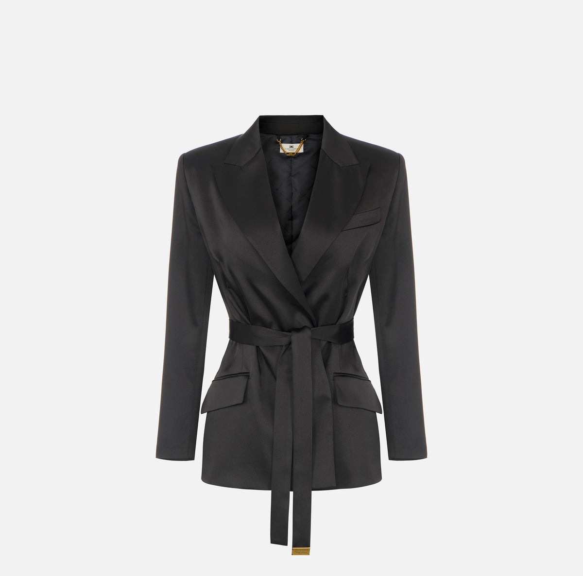 Elisabetta Franchi GI27966E2 - Giacca in raso stretch con cintura