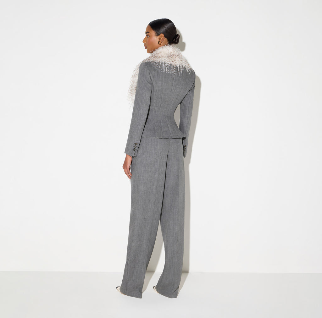 Elisabetta Franchi GI28967E2 - Giacca in lana con collo effetto pelliccia