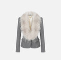 Elisabetta Franchi GI28967E2 - Giacca in lana con collo effetto pelliccia