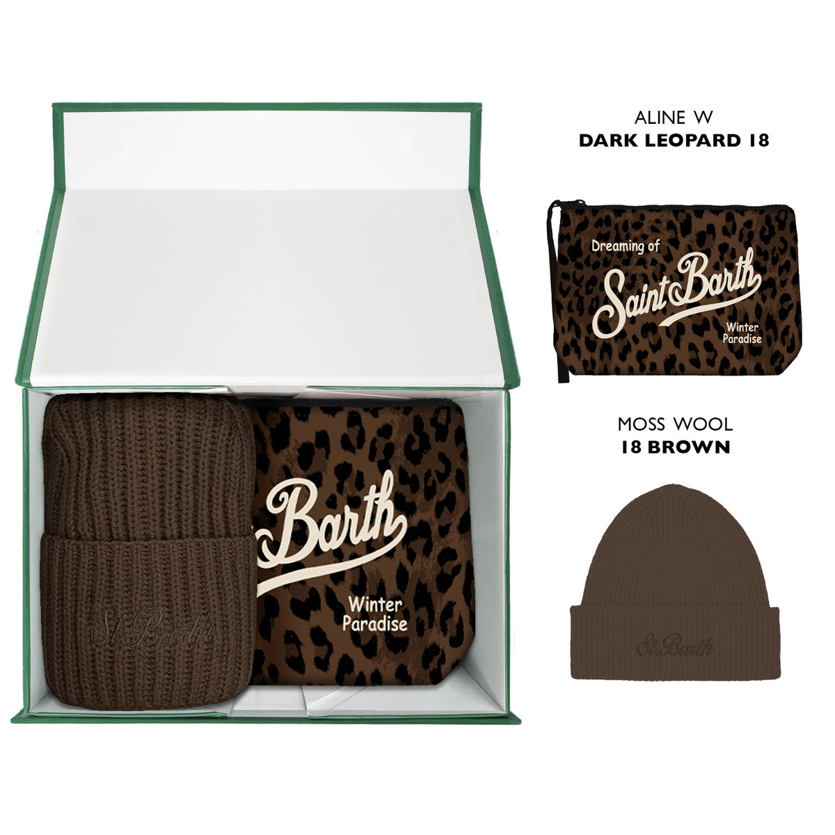 MC2 Saint Barth GIFT BOX WOMAN BOX0049 - Cofanetto regalo Gift Box donna con accessori coordinati - Leopardato Scuro (Dark Leopard 18)
