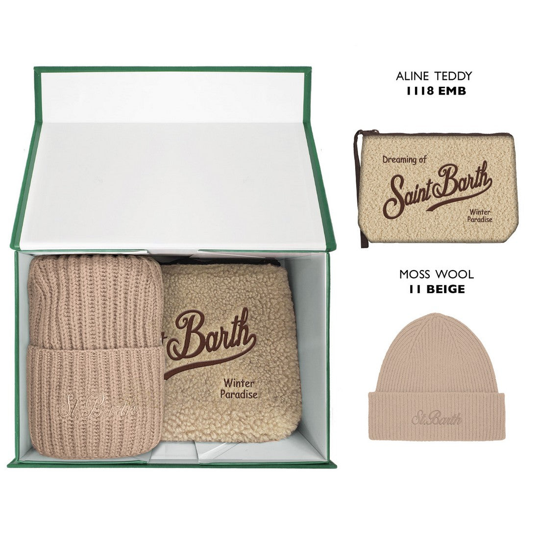 MC2 Saint Barth GIFT BOX WOMAN BOX0049 - Cofanetto regalo Gift Box donna con accessori coordinati - Panna Teddy (Teddy 11)