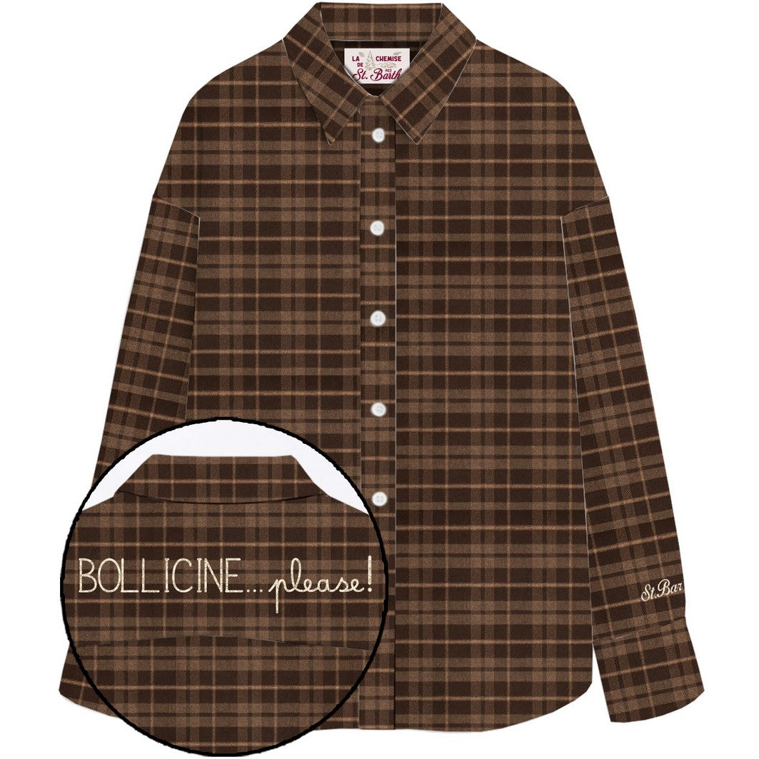 MC2 Saint Barth GIGY FLANNEL GIG0001 - Camicia Gigy in flanella a quadri tartan con colletto classico - Tartan Marrone (Tartan Bollicine 18 Emb)