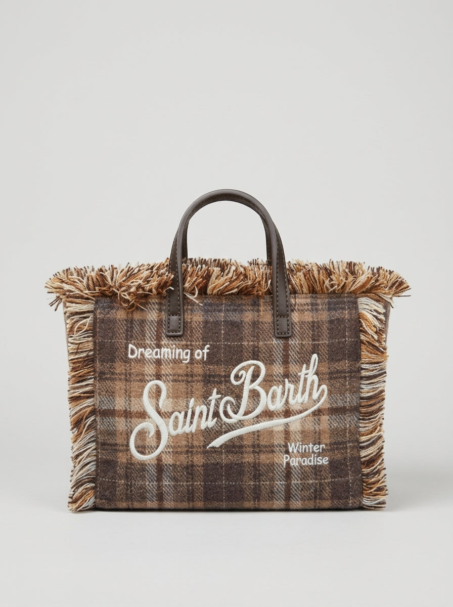 MC2 Saint Barth VANITY MINI WOOL N VAMI031 - Sac à main Vanity Mini en mélange de laine à motif tartan - Tartan Marron (Tartan 1812 Emb)