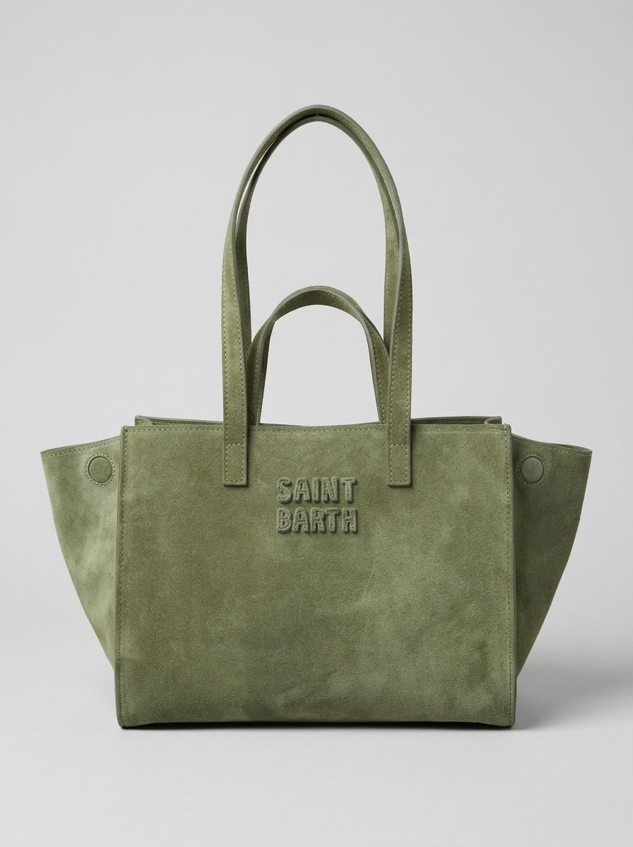 MC2 Saint Barth JOUR BAG MIDI JOBAM01 - Sac porté épaule Jour Bag Midi en cuir suédé véritable - Vert militaire (Suede 52)