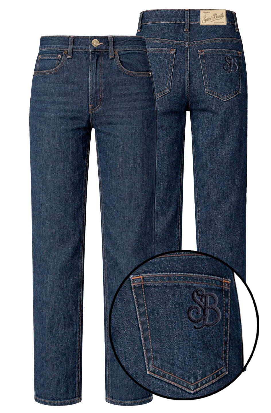 MC2 Saint Barth JUNE DENIM UNE0001 - Pantaloni jeans June a gamba dritta in denim di puro cotone - Blu Denim (Sb Legacy Raw Emb)