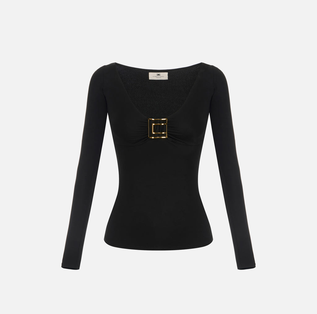 Elisabetta Franchi MD00567E2 - Maglia in jersey con logo gioiello