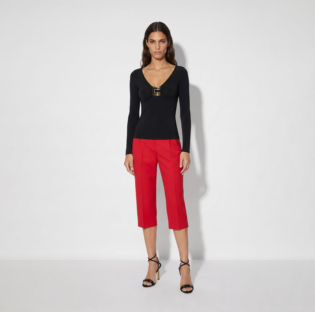 Elisabetta Franchi MD00567E2 - Maglia in jersey con logo gioiello