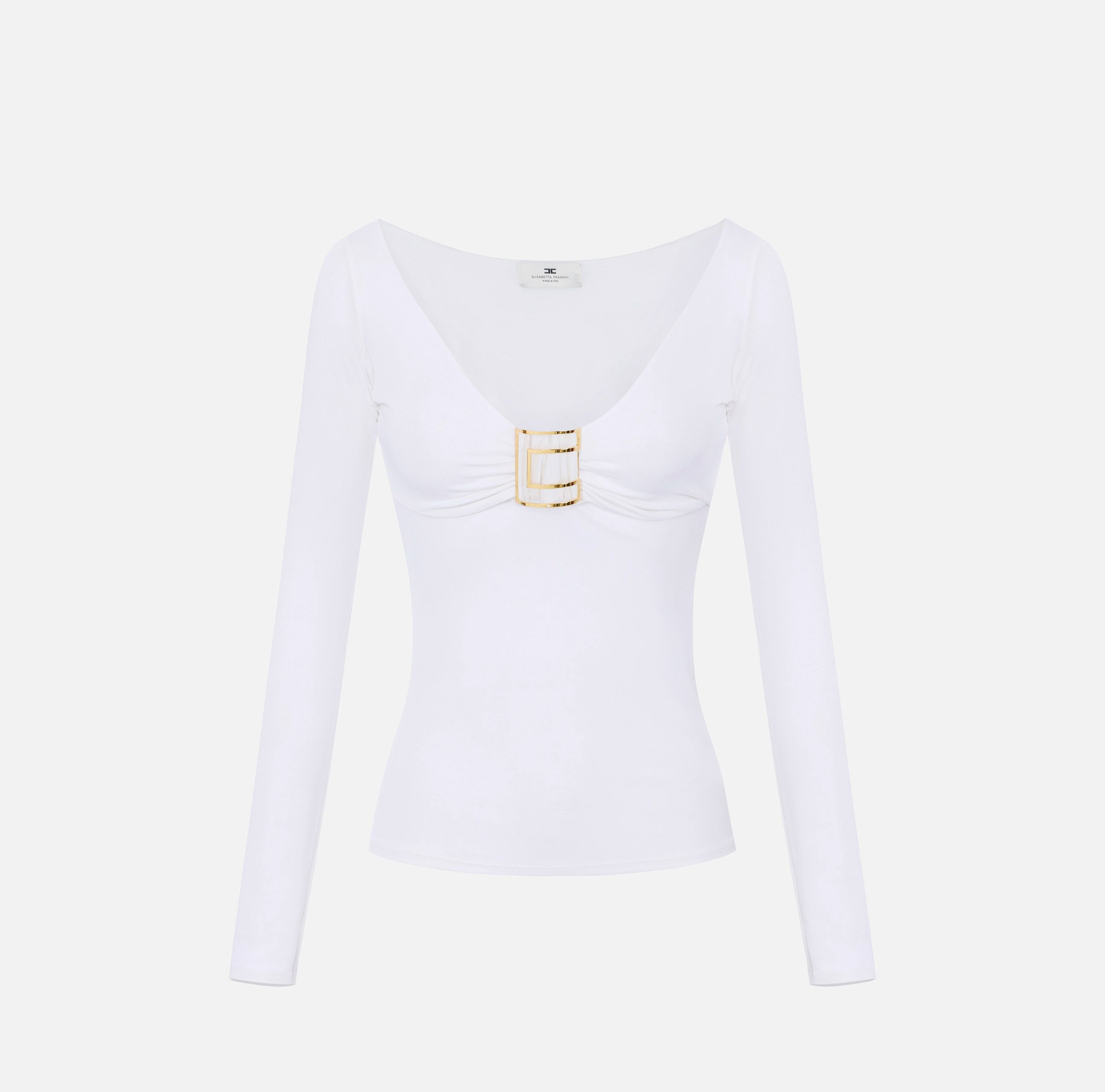 Elisabetta Franchi MD00567E2 - Maglia in jersey con logo gioiello