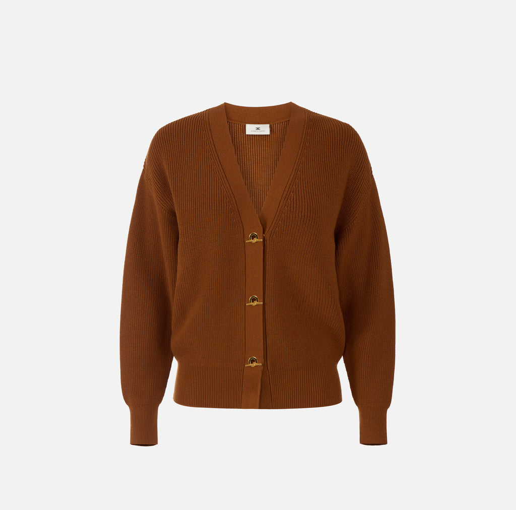 Elisabetta Franchi MK01S66E2 - Cardigan in maglia con bottoni gioiello