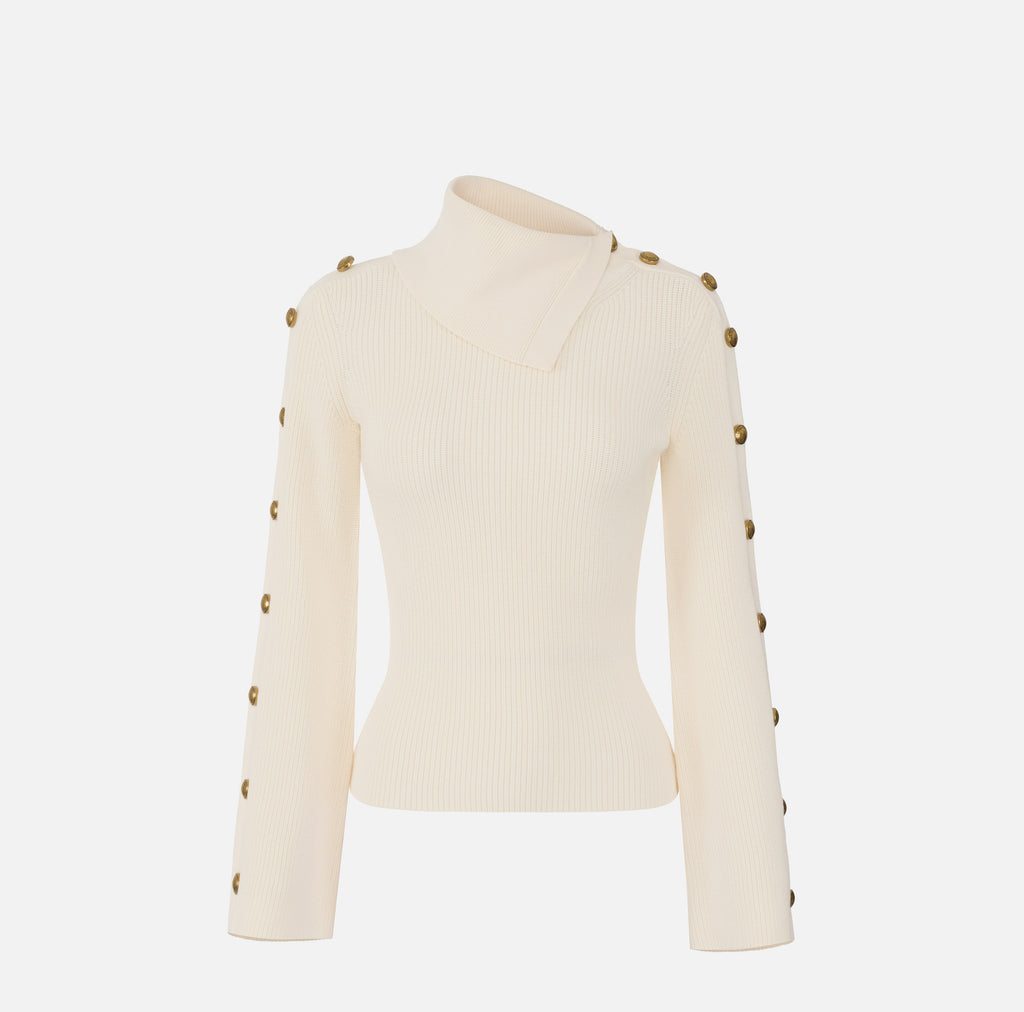 Elisabetta Franchi MK03S66E2 - Pullover in maglia con bottoni gioiello